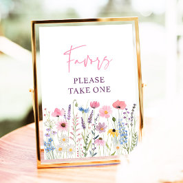 Pink Wildflowers Baby shower gunstteken Poster