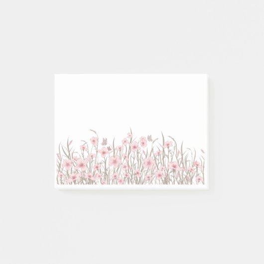 Pink Wildflowers Post-it® Notes (Voorkant)