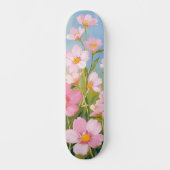 Pink Wildflowers | Watercolor Floral Painted Persoonlijk Skateboard (Voorkant)
