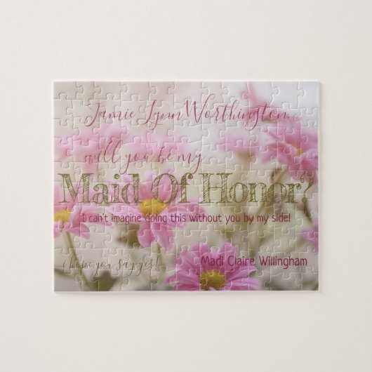 Pink Will You Be My Maid of Honor Jigsaw Puzzel (Horizontaal)