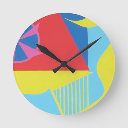 Pink Windmill Whimsy Modern Round Clock Ronde Klok (Voorkant)