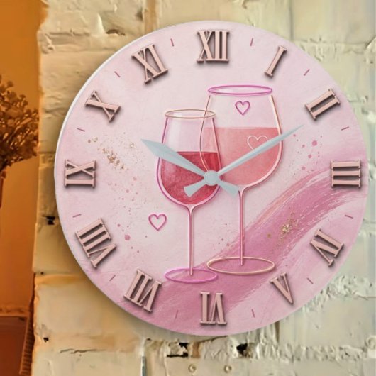 Pink Wine Glass Grote Klok