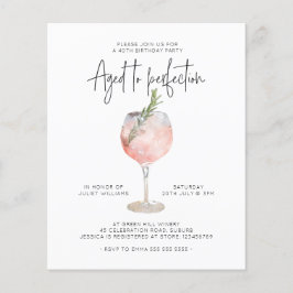 Pink Wine verouderd tot Perfection 40th Birthday Flyer