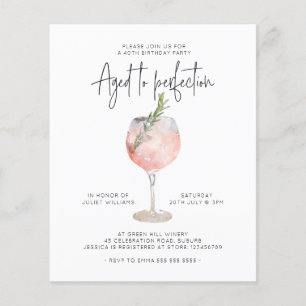 Pink Wine verouderd tot Perfection 40th Birthday Flyer