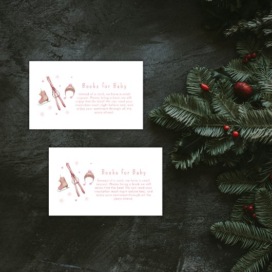 Pink Winter Après Bébé Ski Books For Baby Shower  Informatiekaartje