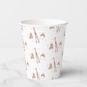 Pink Winter Après Bébé Ski Pattern Baby Shower  Papieren Bekers (Achterkant)