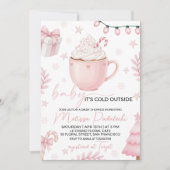 Pink Winter Baby Shower Invitation Kaart (Voorkant)