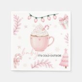 Pink Winter Baby Shower Napkin Servet (Voorkant)