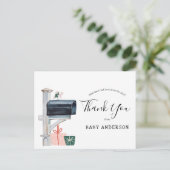 Pink Winter Baby shower per post Bedankt Briefkaart (Staand voorkant)