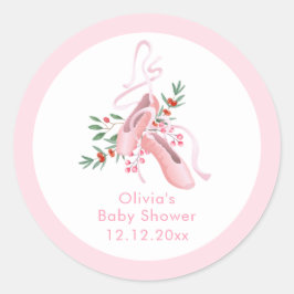 Pink Winter Ballerina Tutu Cold Baby Shower  Ronde Sticker