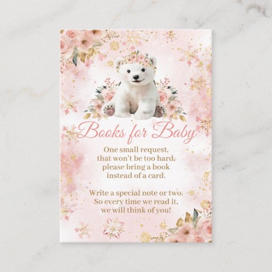 Pink Winter Beer is een meisje Baby shower boek Informatiekaartje (Voorkant)