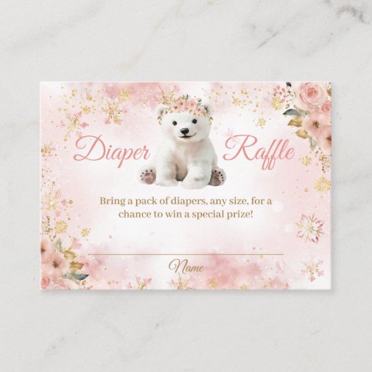 Pink Winter Beer is een meisje Baby shower boek Informatiekaartje (Voorkant)