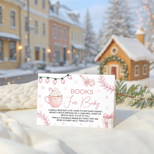 Pink Winter Books for Baby Card Informatiekaartje