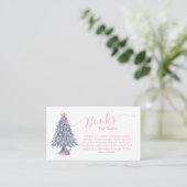 Pink Winter Bow Christmas Tree Books Baby Shower  Informatiekaartje (Staand voorkant)