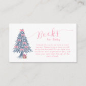 Pink Winter Bow Christmas Tree Books Baby Shower  Informatiekaartje (Voorkant)