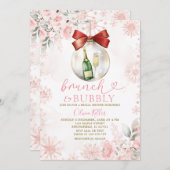 Pink Winter Brunch & Bubbly Bridal Shower  Kaart (Voorkant / Achterkant)