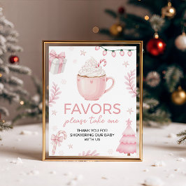 Pink Winter Cards and Gifts Baby Shower Sign Reclamebord Met Voetstuk