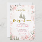 Pink Winter Christmas A Merry Little Baby Shower Kaart (Voorkant)