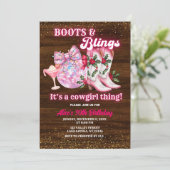 Pink Winter Christmas Boots and Blings Birthday Kaart (Staand voorkant)