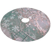 Pink Winter Christmas Country Scene Fleece Kerstboom Rok (Gekanteld)