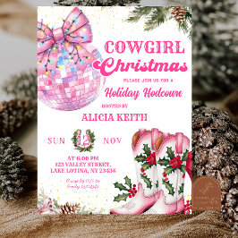 Pink Winter Christmas Cowgirl Holiday Party Kaart