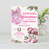 Pink Winter Christmas Cowgirl Holiday Party Kaart (Staand voorkant)