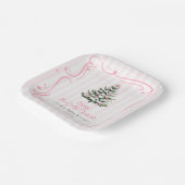Pink Winter Christmas Tree Baby Shower Papieren Bordje (Gebogen)