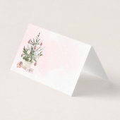Pink Winter christmas tree Baby Shower place card Kaart (Voorkant)