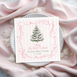 Pink Winter Christmas Tree Baby Shower Servet