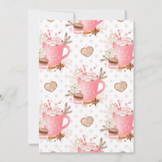 Pink Winter Cookies & Cocoa Birthday Party Kaart (Achterkant)
