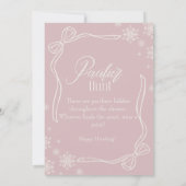 Pink Winter Coquette Pacifier Hunt Baby shower Kaart (Achterkant)