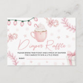 Pink Winter Diaper Raffle Ticket Informatiekaartje (Voorkant)