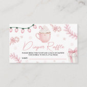 Pink Winter Diaper Raffle Ticket Informatiekaartje (Voorkant)