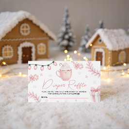 Pink Winter Diaper Raffle Ticket Informatiekaartje