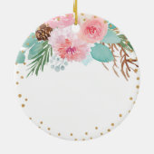 Pink Winter Floral Personalized Girl Baptisme Keramisch Ornament (Achterkant)