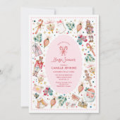 Pink Winter Girl Baby Shower Invitation Kaart (Voorkant)