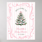 Pink Winter Girl Baby Shower Welcome Poster (Voorkant)