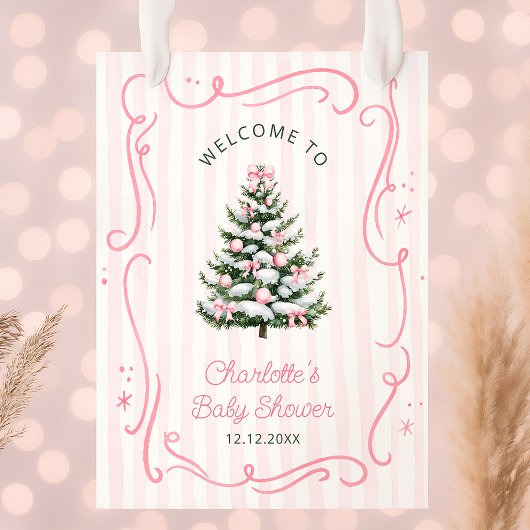 Pink Winter Girl Baby Shower Welcome Poster