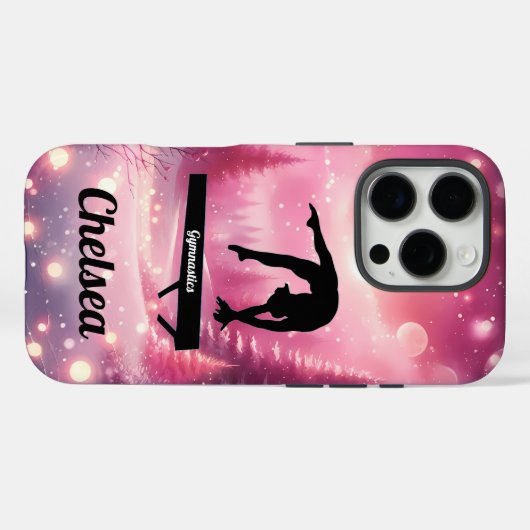 Pink Winter Gymnastics Balance Beam Custom Holiday Case-Mate iPhone Case (Achterkant (horizontaal))