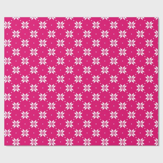 Pink Winter Kerstpatroon Cadeaupapier (Vlak)