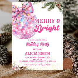 Pink Winter Merry and Bright Girls Holiday Party Kaart