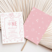 Pink Winter Onederland Birthday Party  Kaart