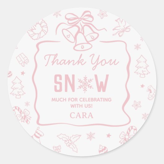 Pink Winter Onederland Birthday Party Ronde Sticker (Voorkant)