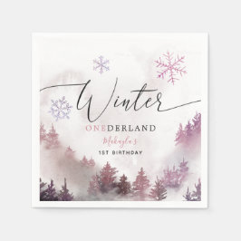 Pink Winter ONEderland Girl's Birthday Party Servet