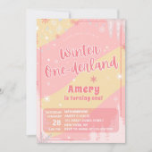 Pink Winter Onederland Silver Glitter 1st Birthday Kaart (Voorkant)