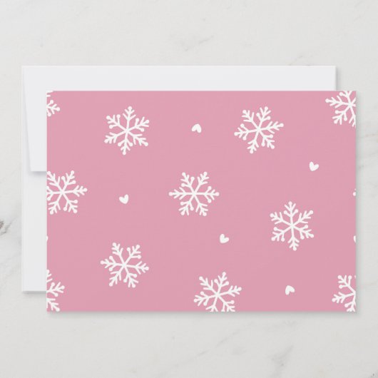 Pink Winter Penguin Baby shower uitnodiging (Achterkant)