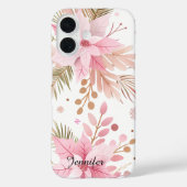 Pink Winter Poinsettia Floral iPhone Case | (Achterkant)