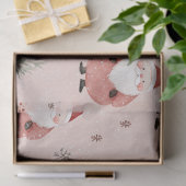 Pink Winter - Santa Claus, Snowflakes, Holly (3) Tissuepapier (Geschenk)