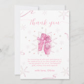 Pink Winter Snowflake Ballerina Baby Shower Bedankkaart (Voorkant)