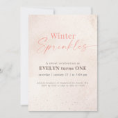 Pink Winter Sprinkles Glitter Girl 1st Birthday Kaart (Voorkant)